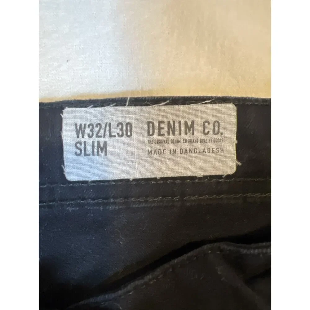 Denim Co. Men’s Black Jeans Dark Wash W 32/L 30 Slim Leg Casual Comfort